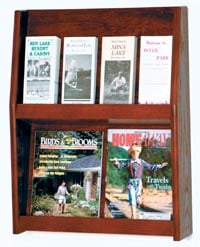Wooden Mallet Slope Wall Literature Display, 8 Pockets, Mahogany, 19.5 in x 24.5 in x 4.75 in, Each