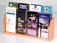 Wooden Mallet Brochure Counter Display, 8-Pocket, Light Oak Wood with Acrylic, 7.5 in x 18.25 in x 4 in