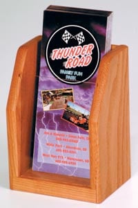 Wooden Mallet Brochure Counter Display, 1-Pocket, Medium Oak Wood with Acrylic, 7.5 x 5.25 x 4 in