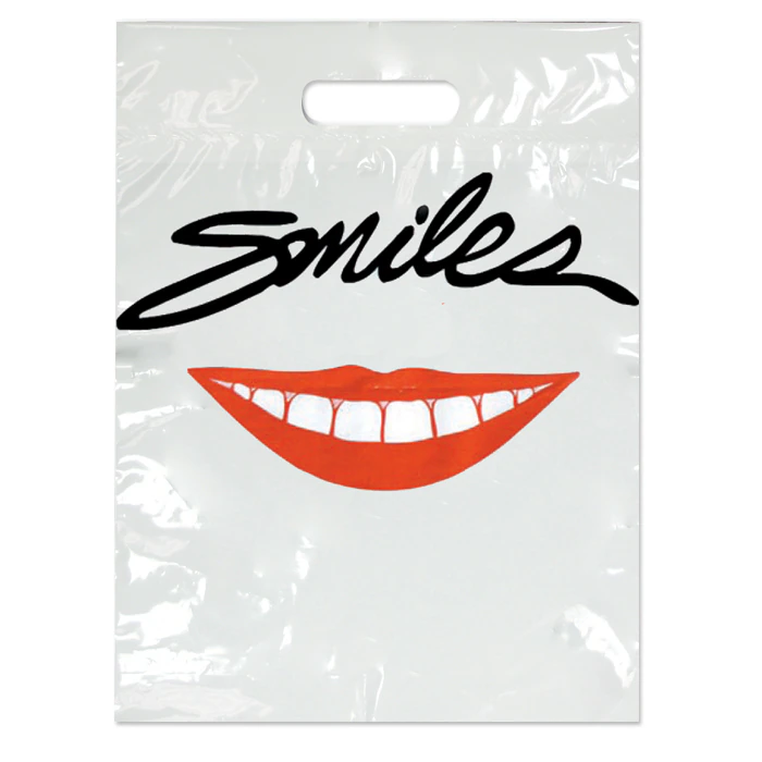 Sherman Specialty Smiles Red Lips Take-Home Bag, White, 9" x 13", 100/Pkg, LBG53