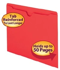File Jacket Flat Red 2-Ply, 11.75" x 9.5", 100/Box