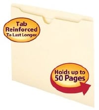 File Jacket Manila Flat 2-Ply, 11.75" x 9.5", 100/Box