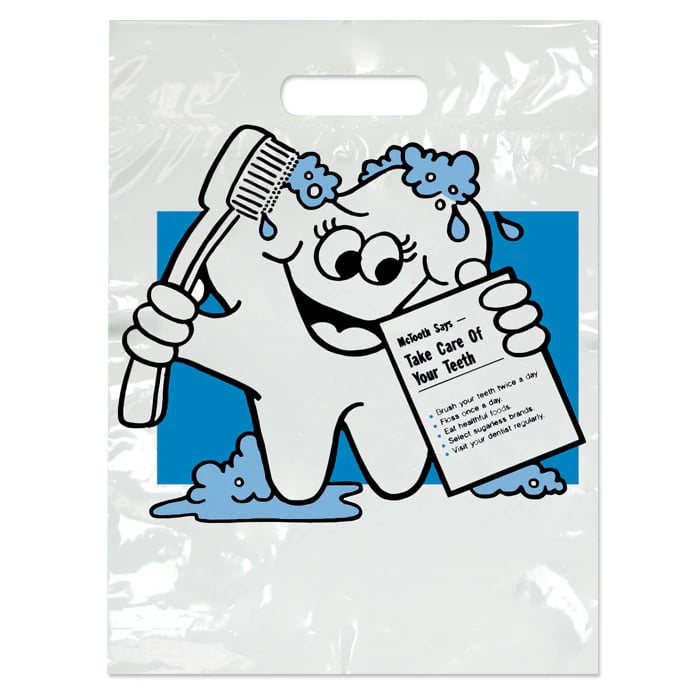 Sherman Specialty McTooth Patient Bag, 7-1/2" x 9", White, 2-Color, Pack of 100
