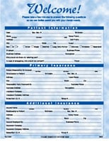 Registration / History Forms, Bright Skies, 2-Sided, English, Blue, 8.5" x 11", 100/Package