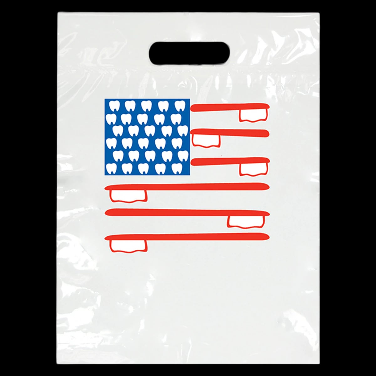Sherman Specialty Large American Flag Scatter Bags, 9" x 13", White, 100/Pkg, LBG60