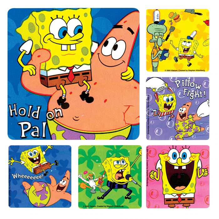 SpongeBob Stickers, 2.5" Assorted Designs, 100 per Roll, PS269