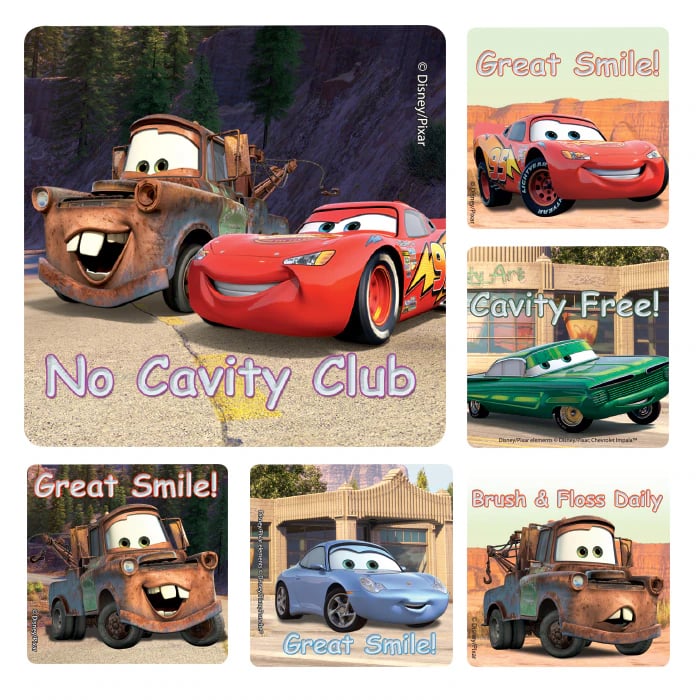 Disney Cars Dental Stickers, 2.5" Assorted Designs, 100/Roll, PS422