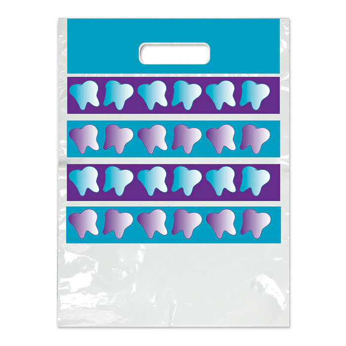 Sherman Specialty Purple/Blue Tooth Patient Take-Home Bag, 7½" x 9", 100/Pkg, SBG69