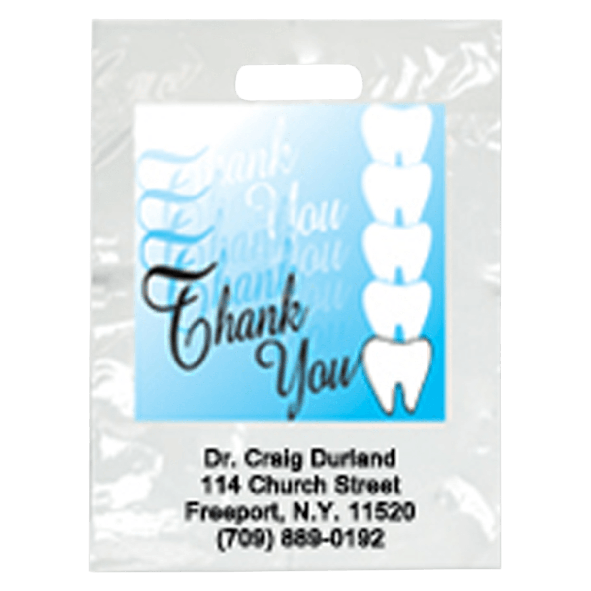 2-Color Imprinted Thank You Teeth Bags, 9 in x 13 in, 1000/Box