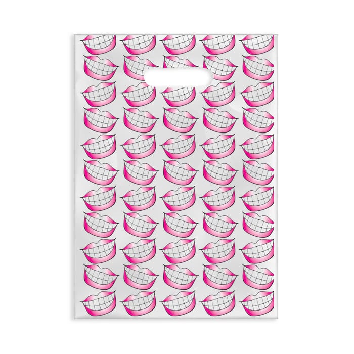 Big Smile/Red Lips Scatter Bag, Clear, 7.5" x 10", 100/Pkg, 98Q