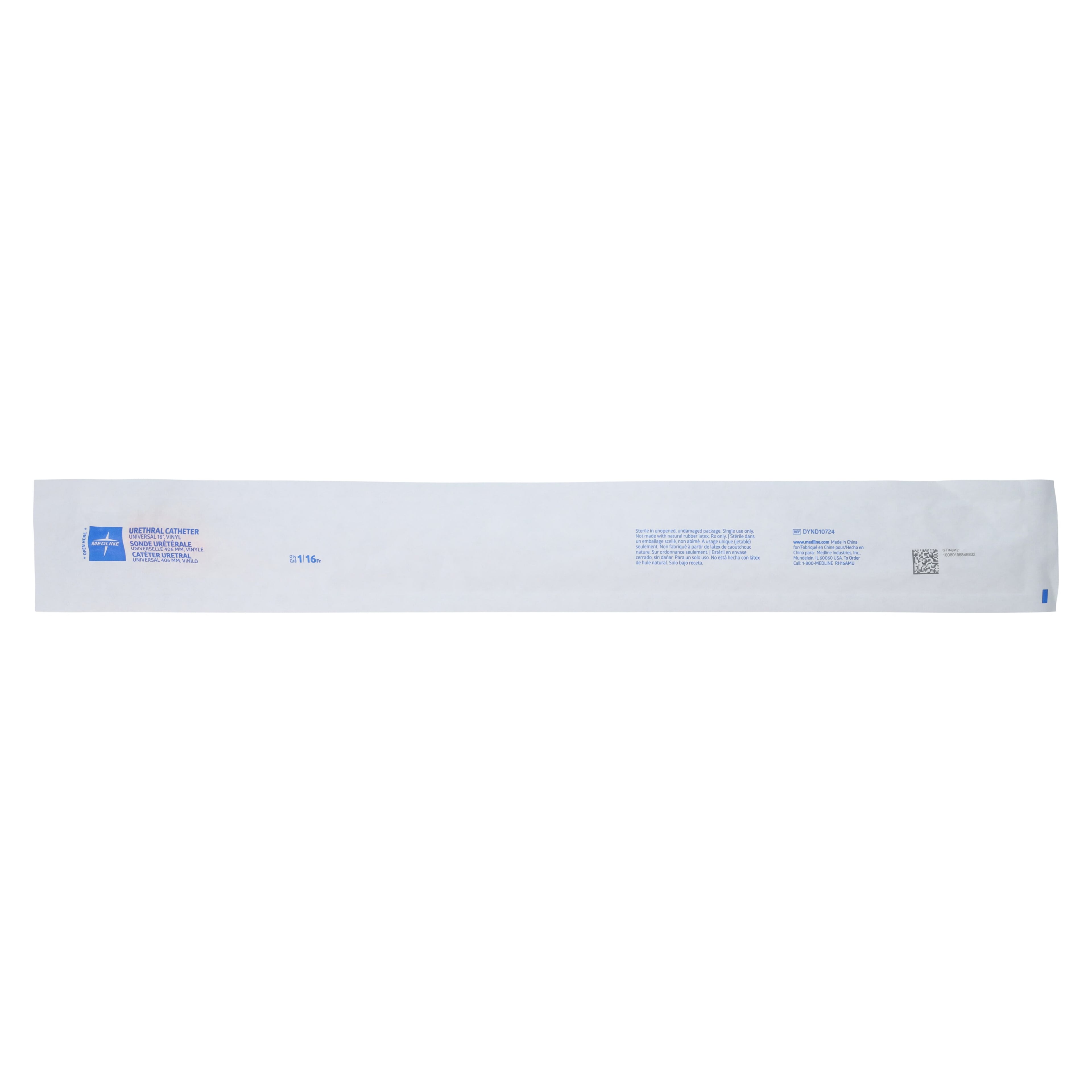 Medline Self-Cath Intermittent Urethral Catheter, Sterile, Vinyl, 16 Fr