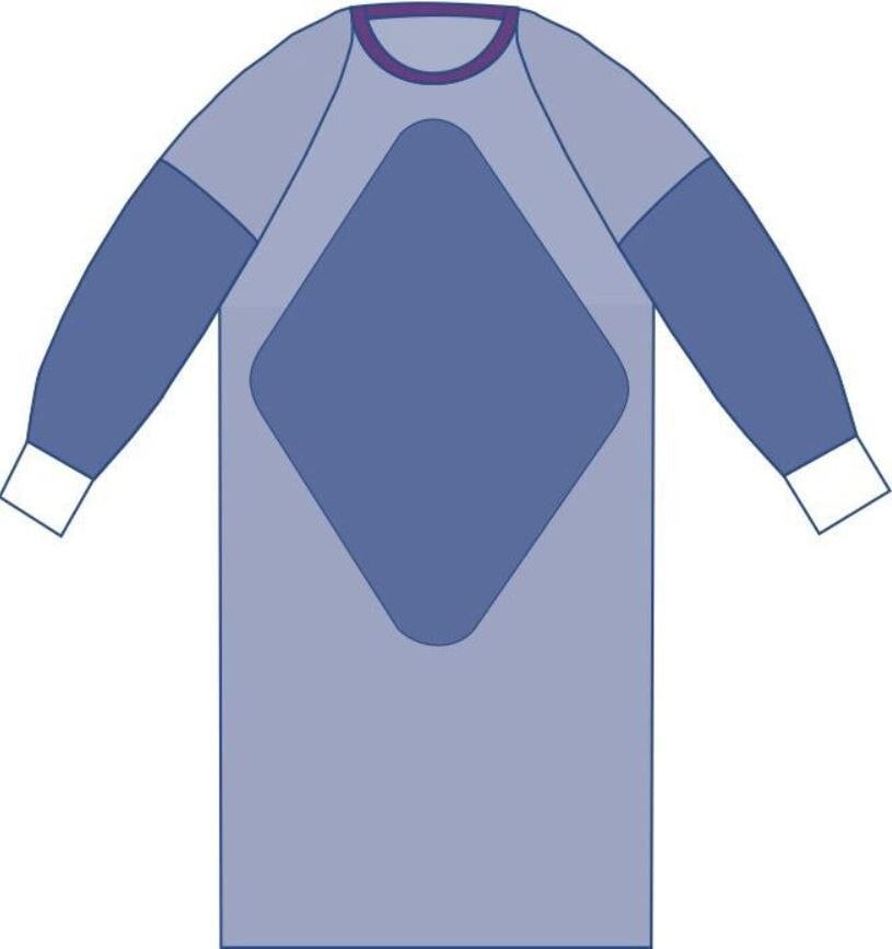 Medline Aurora Surgical Gown, AAMI Level 3, Large, Blue, Sterile, Hook & Loop, Raglan Sleeves, 30/Case