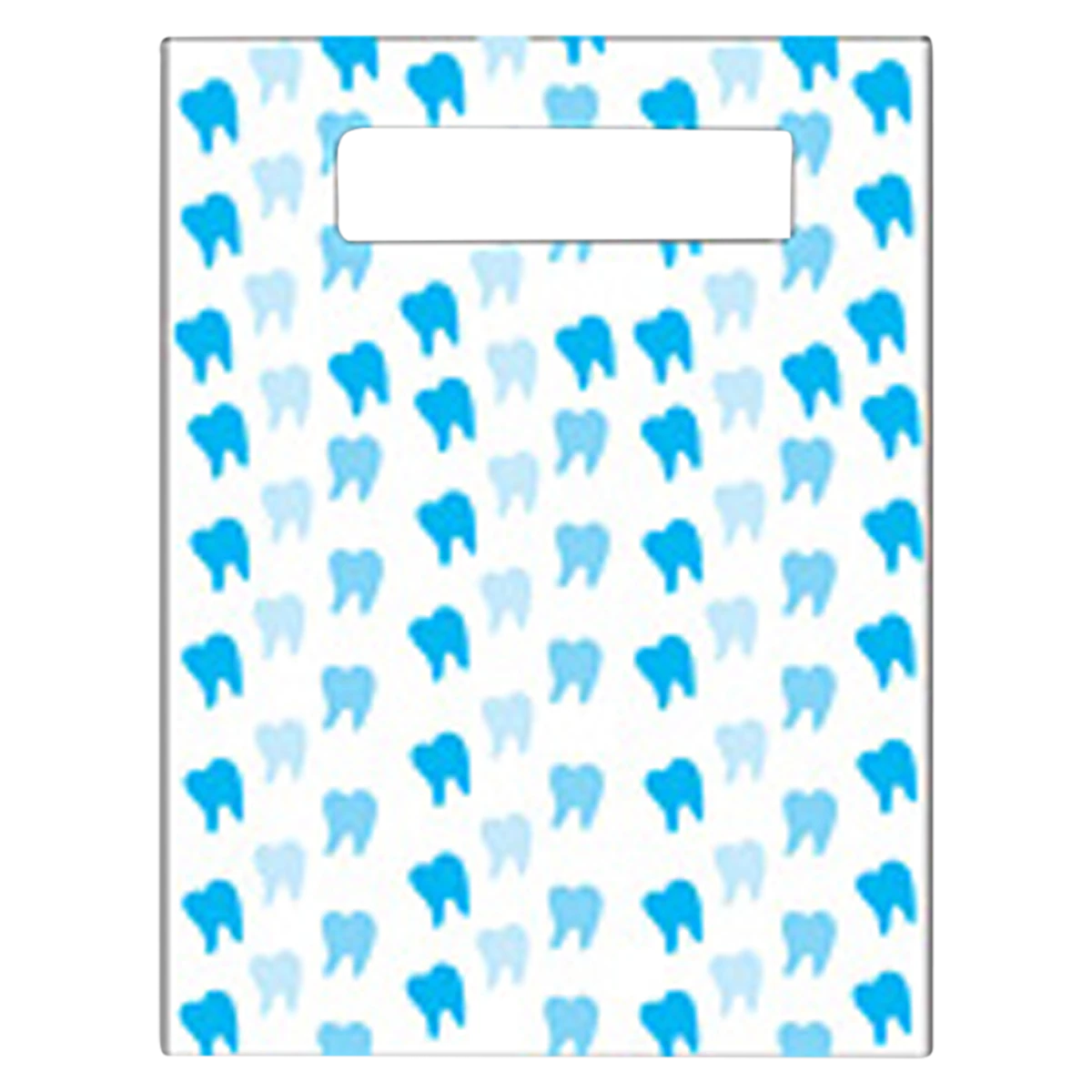 Sherman Specialty Blue Teeth Scatter Patient Bags, 7.5" x 10", Clear with Blue Teeth Design, 100/Pack, 98D