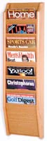 Cascade Wall Magazine Display, 7 Pockets, Light Oak Wood, 10.5 in x 36 in x 3.75 in
