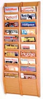 Cascade Wall Magazine Display, 20 Pockets, Light Oak, 20.5 in x 48 in x 3.75 in