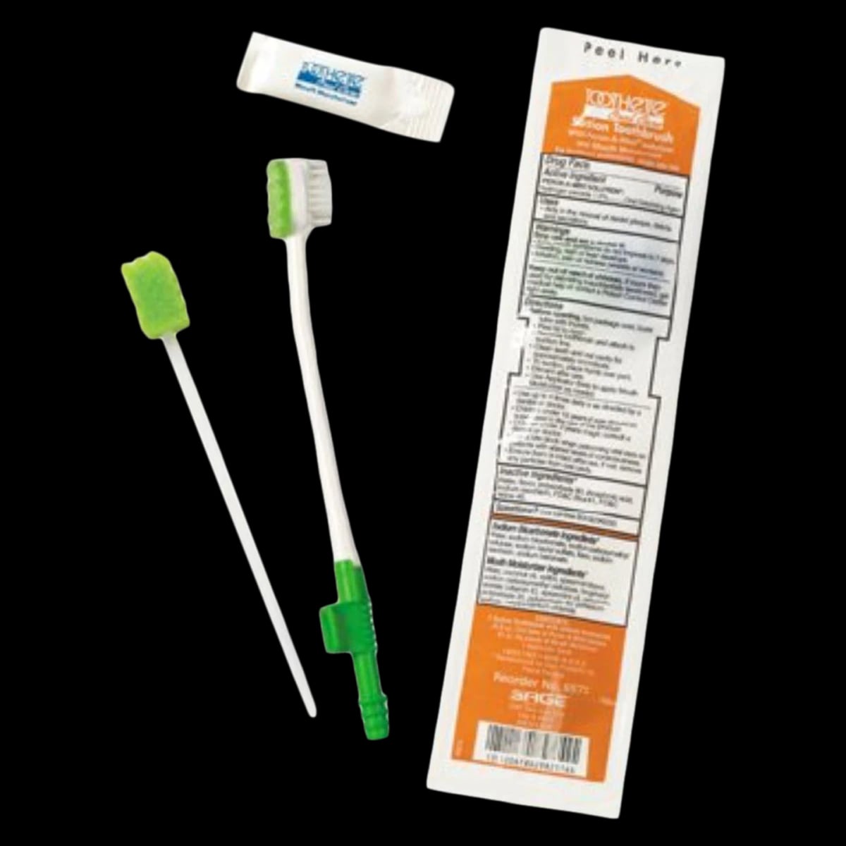 Stryker Oral Suction Toothbrush, Disposable, No Tuft Foam Head, 100/Case