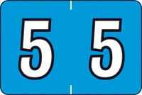 Sycom "5" End Tab Labels, Blue, 1"x1.5", 500/Roll