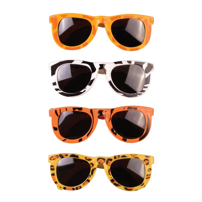 Animal Print Child Sunglasses, Assorted Designs (Cheetah, Tiger, Zebra, Giraffe), 24/Pkg, S6502