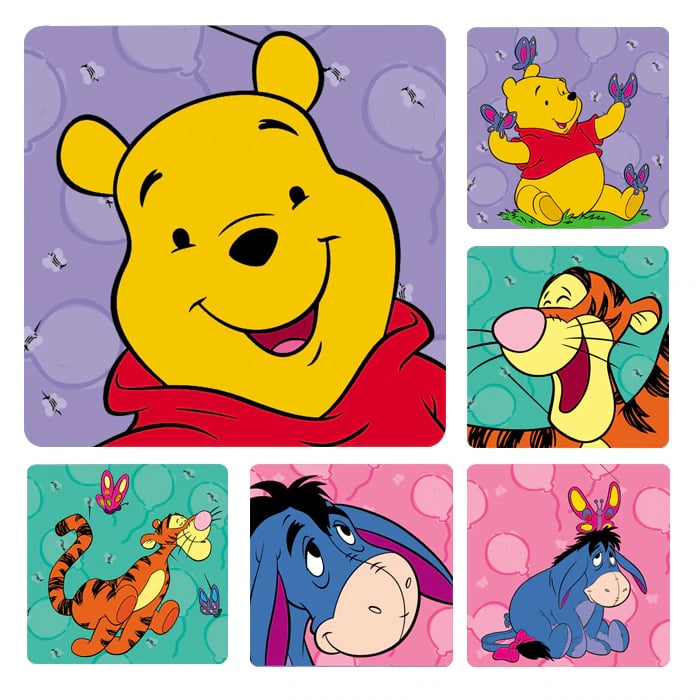 Disney Winnie the Pooh Stickers, 2.5" Square, Assorted Designs, 100/Roll, PS184