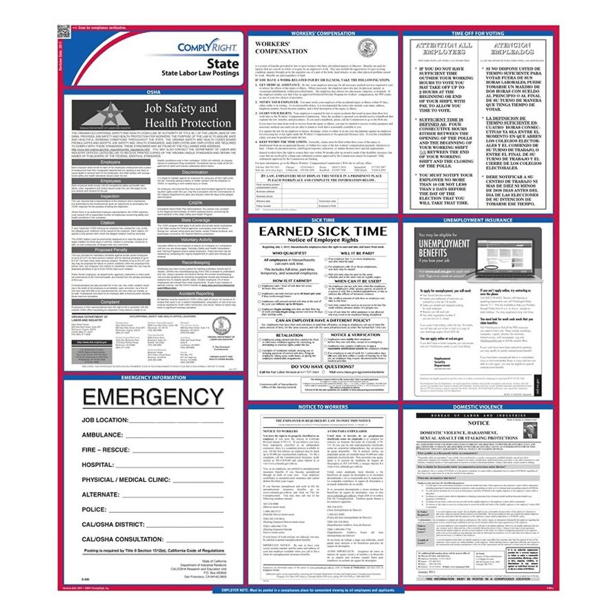 Comply Right State Labor Law Poster, Connecticut Administrative, English, 27 in x 39 in, 100 lb Gloss Stock