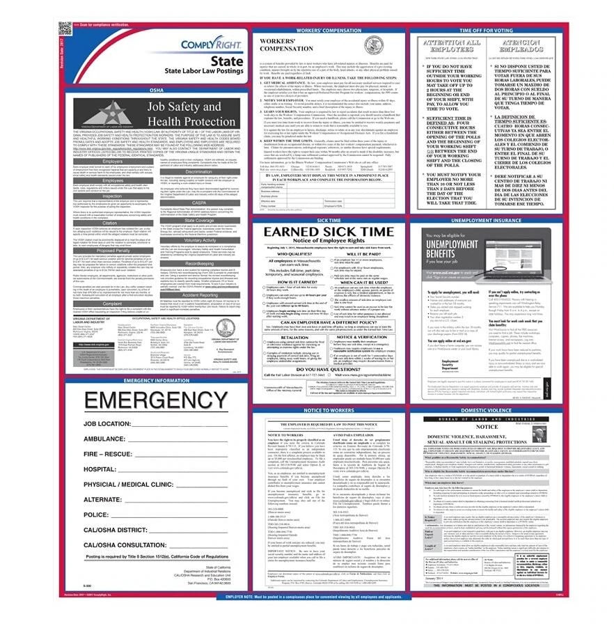 Comply Right State Labor Law Poster, Iowa, English, 27 in x 39 in, 100 lb Gloss Stock