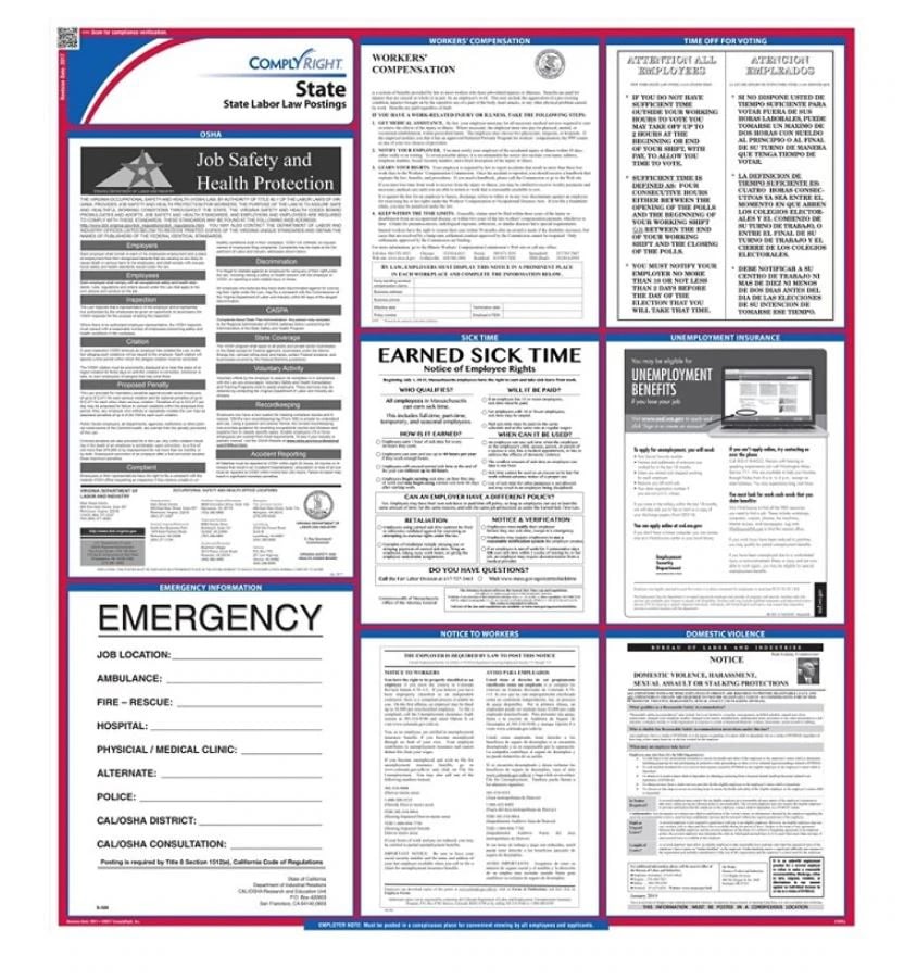 Comply Right State Labor Law Poster, Indiana, English, 27 in x 39 in, 100 Lb Gloss Stock