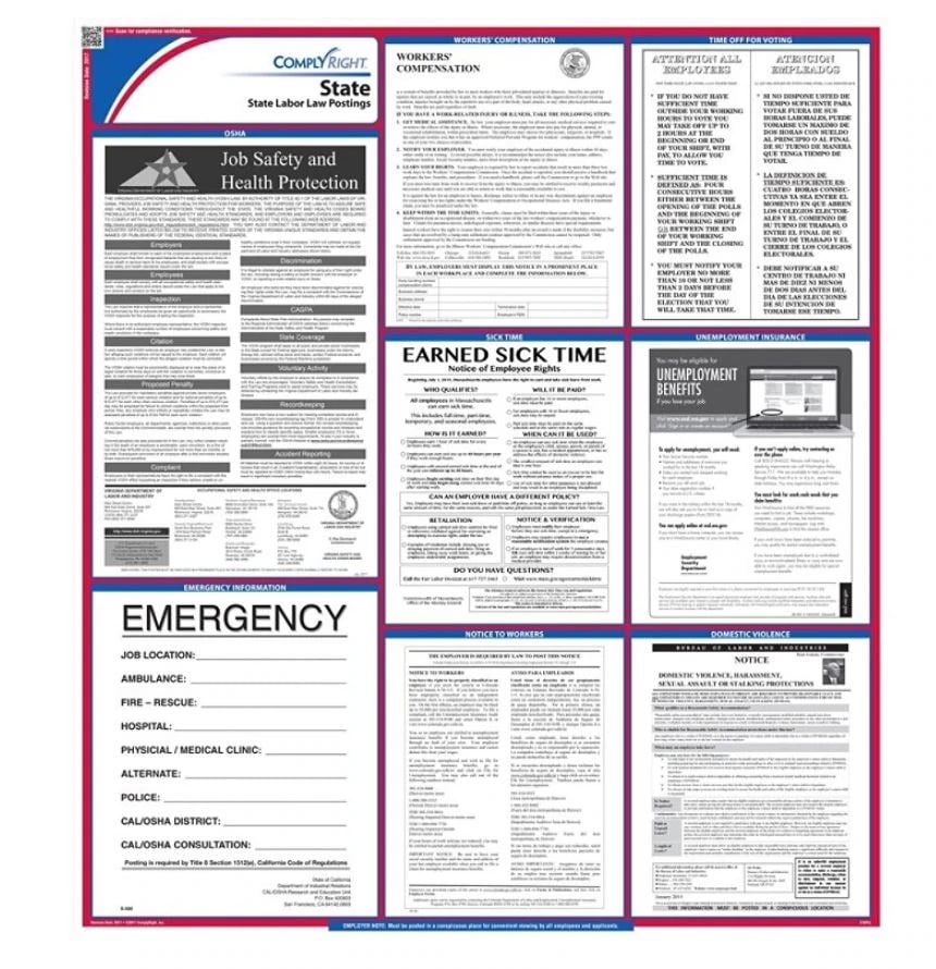 Comply Right State Labor Law Poster, New Hampshire, English, 27 in x 39 in, 100 lb Gloss Stock