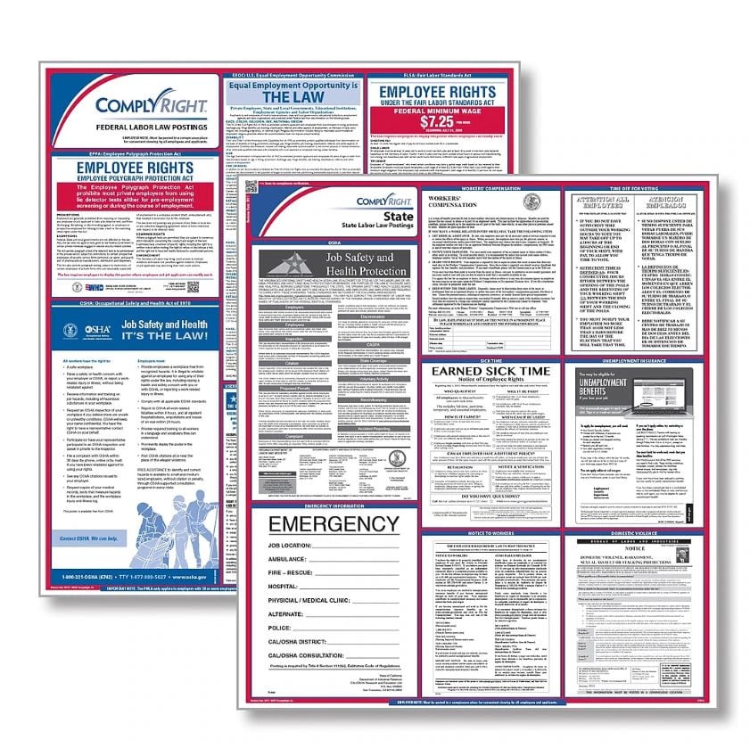 Comply Right Poster Federal & State Labor Law Kit, Oklahoma English, 24 in x 32.75 in, 100 Lb Gloss Stock