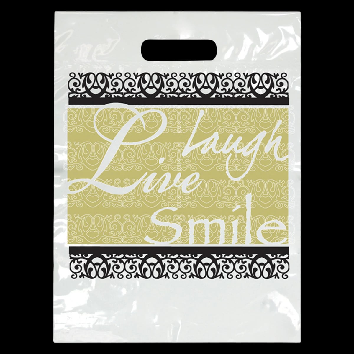 Sherman Specialty Laugh, Live, Smile Take-Home Patient Bag, 9" x 13", White, 100/Pkg, LBG98