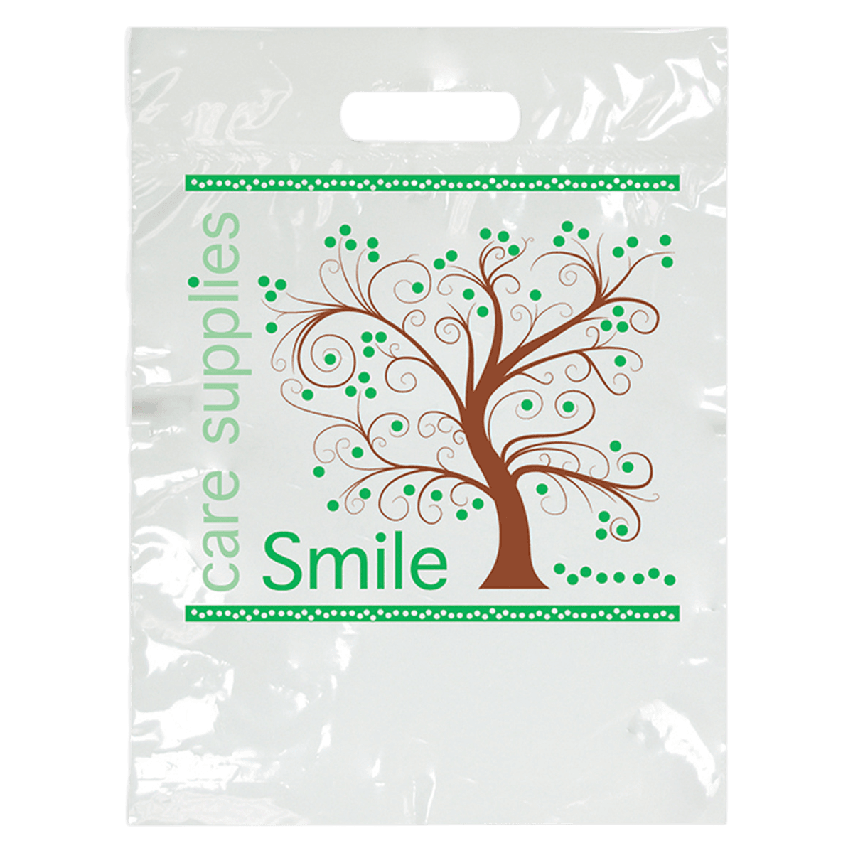 Sherman Specialty Tree Smiles Patient Take-Home Bags, 2-Color, White, 7.5" x 9", 100/Pkg, SBG97