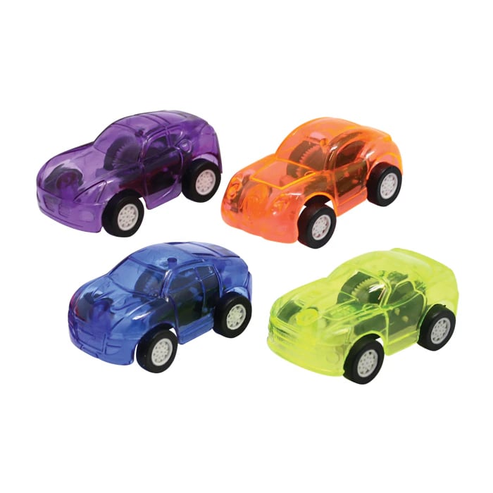 Sherman Specialty Translucent Pull Back Cars, Assorted Colors, 2", 36/Pkg, S30013
