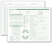Chart Form Dental Exam Record, 2-Sided, Anatomic & Periodontic Diagrams, 8.5 x 11 in, White with Green Ink, 250/Box