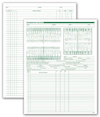 Chart Form Exam/Account Record, 2-Sided, 8.5 in x 11 in, White with Green Ink, 250/Pk
