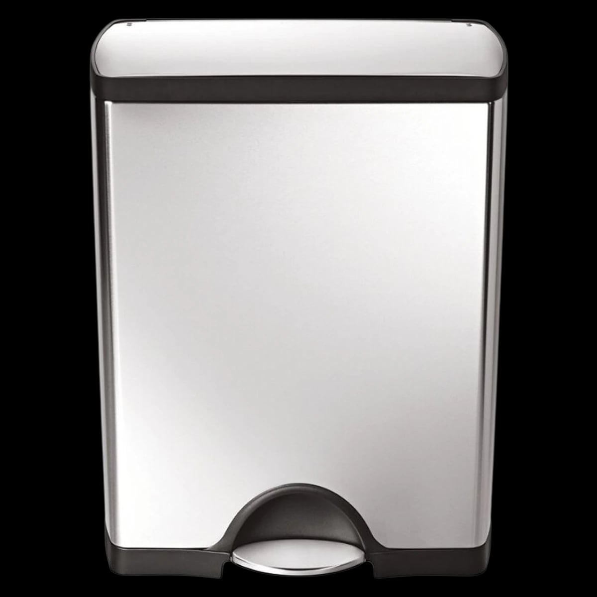 Simplehuman Rectangular Stainless Steel Step-On Trash Can, 50L, with Steel Pedal