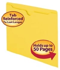 File Jacket Flat Yellow 2-Ply, 11.75" x 9.5", 100/Box