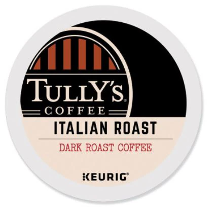 Tully's Coffee Italian Roast K-Cup Pods for Keurig Brewing System, Dark Roast, 24 Count Box