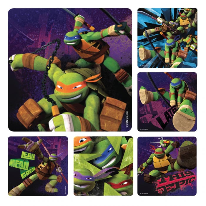Teenage Mutant Ninja Turtles Stickers, 2.5" x 2.5", 6 Assorted Designs, 100/Roll, PS549