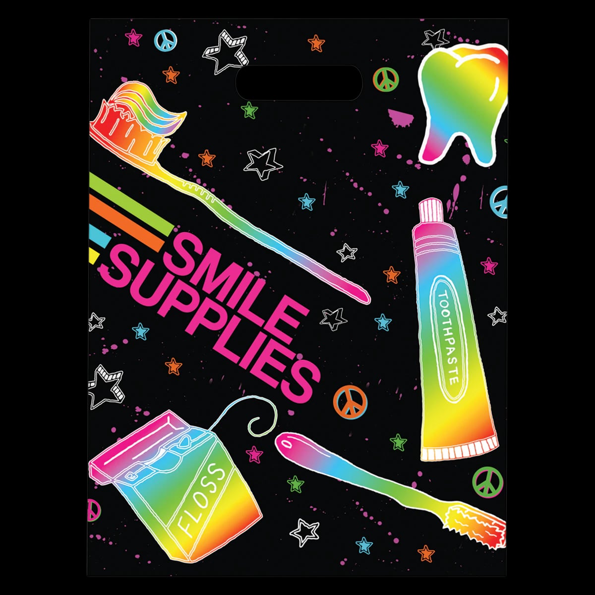 Neon Doodle Full Color Patient Bags, 9" x 13", 250/Pack, 99F50