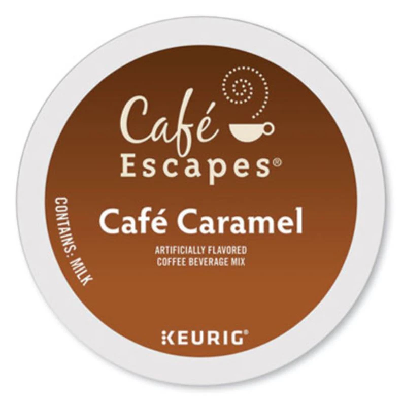 Keurig K-Cup Café Escapes Café Caramel Flavored Coffee, Light Roast, 24 K-Cups/Box, GMT6813