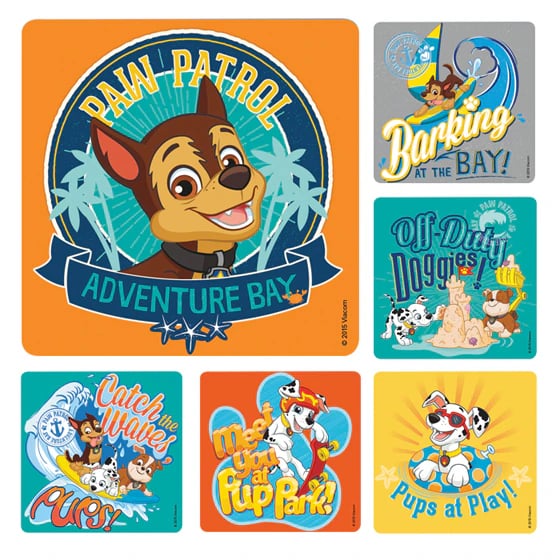 Paw Patrol Stickers, 2.5" Square, Assorted Designs, 100/Roll, PS607
