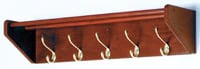 Wooden Mallet Hat & Coat Rack, Mahogany Wood with 5 Brass Hooks, 32.75 in x 8.5 in x 9 in