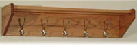Wooden Mallet Hat & Coat Rack, Light Oak, 5 Nickel Hooks, 32.75 in x 8.5 in x 9 in