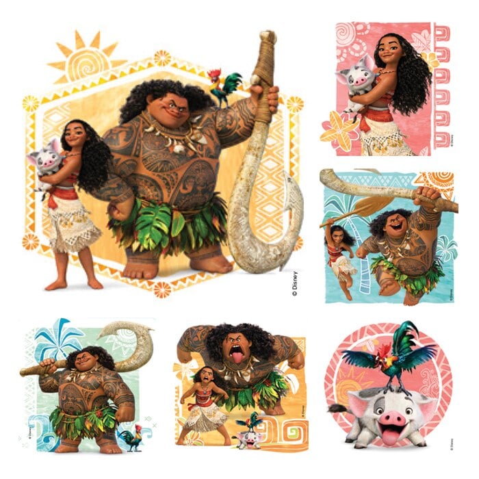Disney Moana Stickers, 2.5" Square, 6 Assorted Designs, 100/Roll, PS624