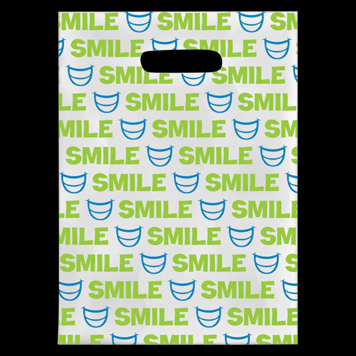 Green Smiles Scatter Bag, 7.5" x 10", Clear with Green Smile Print, 100/Pkg., 99ZA