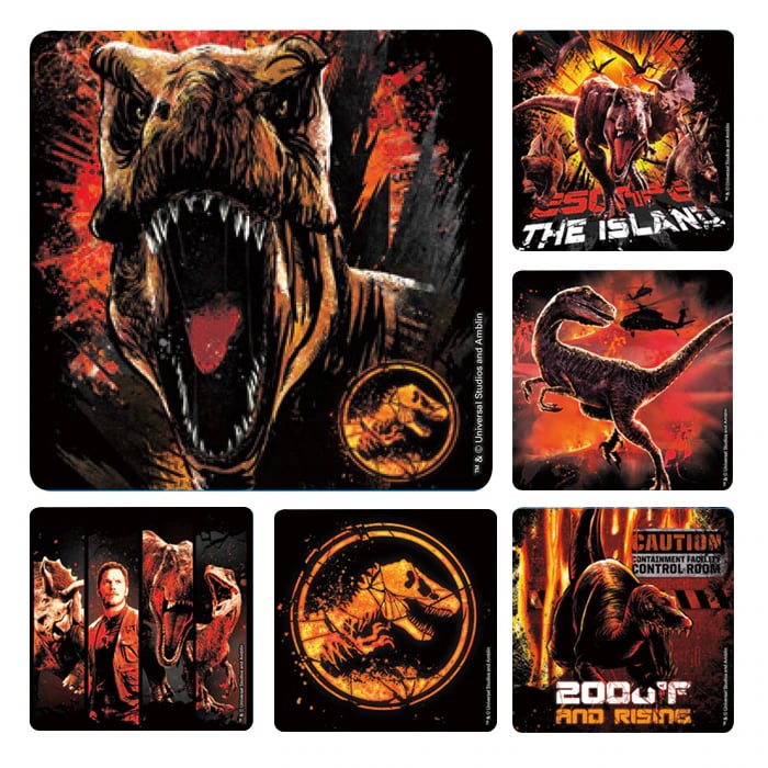Jurassic World 2 Fallen Kingdom Sticker Roll, 2-1/2" Assorted Designs, 100/Roll, PS662