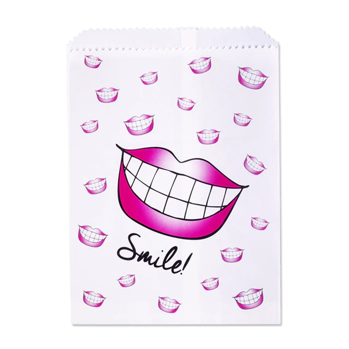 Sherman Specialty Smiles Paper Scatter Bag, 7.5" x 10", Smiling Lip Design, 100/Pack, S8635