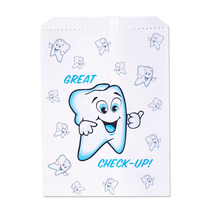Sherman Specialty Great Check Up Paper Patient Bags, 7.5" x 10", 100/Pack, S8636