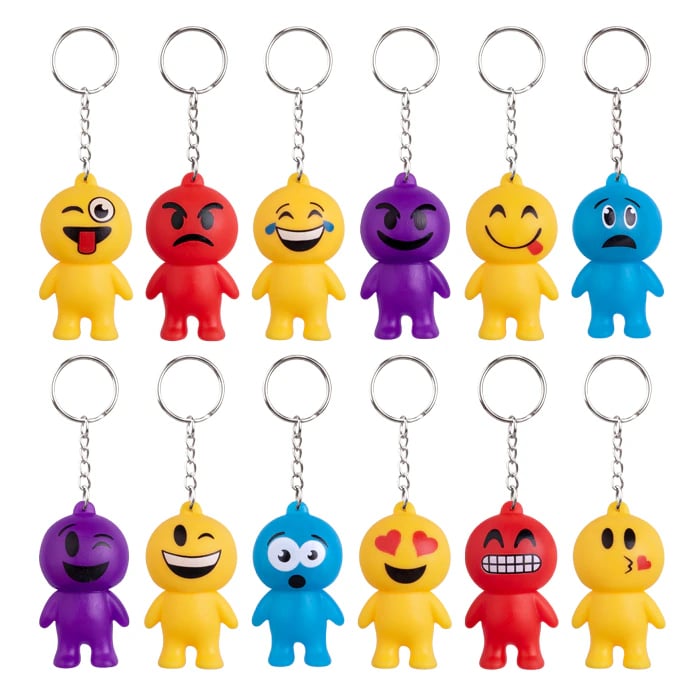 Sherman Specialty Emoticon Keychain Assortment, 2.5", 12/Pkg, JV531