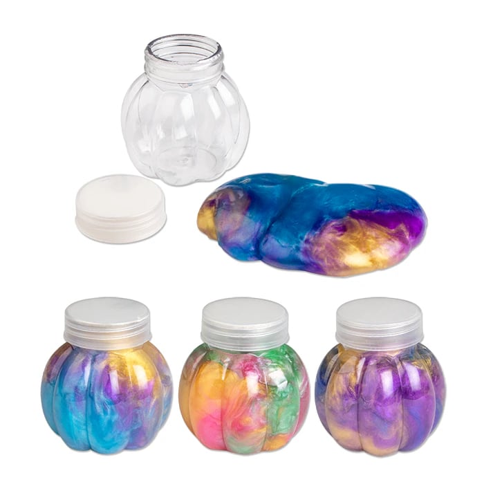 Multi-Color Pumpkin Slime Pack of 24, 1 3/4" Diameter Pumpkin Shaped Containers