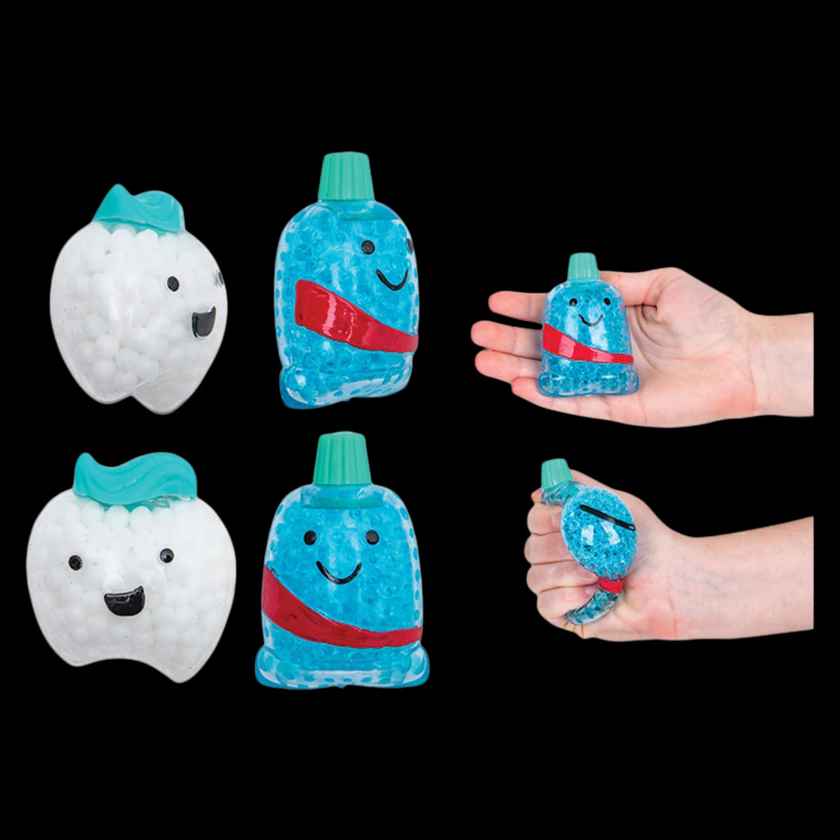 Squeezy Bead Dental Characters, 3" Soft Squishy Toys, Assorted Styles, 12/Pkg, JV557